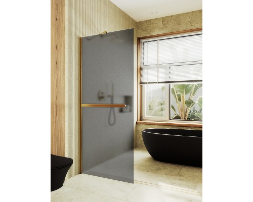 Душевая перегородка Maybah Glass MGD-724-3ш 690x1950 в широком профиле Золото стекло графитовое матовое