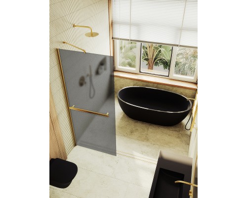 Душевая перегородка Maybah Glass MGD-724-3ш 690x1950 в широком профиле Золото стекло графитовое матовое