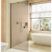 Душевая перегородка Maybah Glass 1090x1950 в широком профиле Золото стекло бронзовое