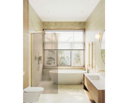 Душевая перегородка Maybah Glass 1090x1950 в широком профиле Золото стекло бронзовое