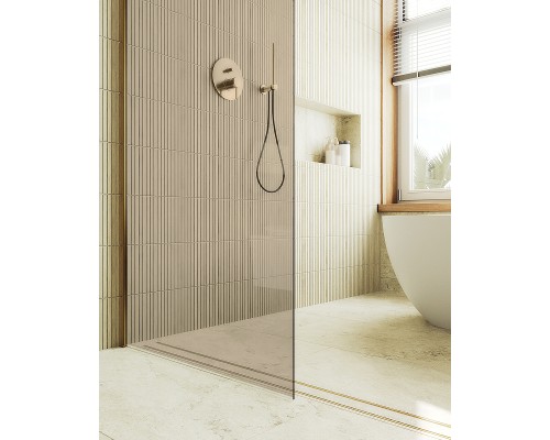 Душевая перегородка Maybah Glass 1090x1950 в широком профиле Золото стекло бронзовое