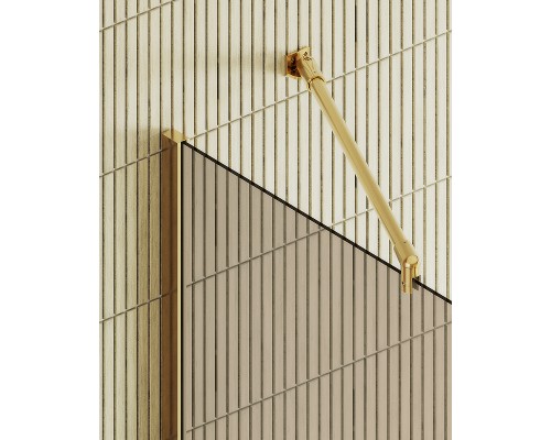 Душевая перегородка Maybah Glass 1090x1950 в широком профиле Золото стекло бронзовое
