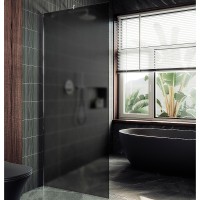 Душевая перегородка Maybah Glass 1090x1950 в широком профиле Хром матовый стекло графитовое матовое