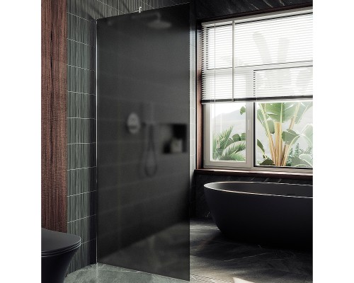 Душевая перегородка Maybah Glass 1090x1950 в широком профиле Хром матовый стекло графитовое матовое