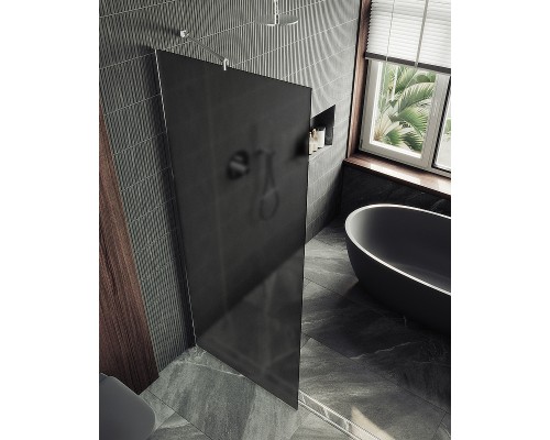 Душевая перегородка Maybah Glass 1090x1950 в широком профиле Хром матовый стекло графитовое матовое