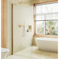 Душевая перегородка Maybah Glass 1090x1950 в широком профиле Золото стекло сатиновое