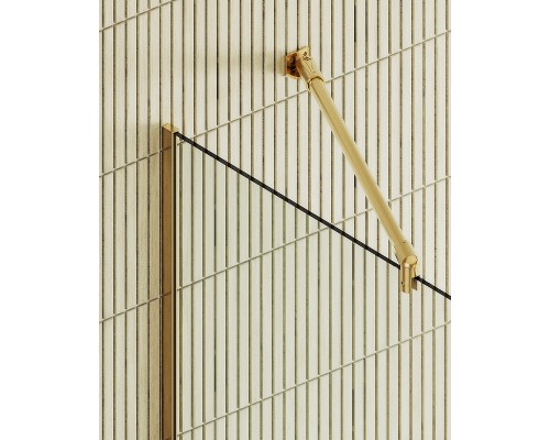 Душевая перегородка Maybah Glass MGD-677-3у 1090x1950 в узком профиле Золото стекло прозрачное