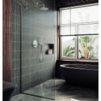 Душевая перегородка Maybah Glass 1090x1950 в узком профиле Хром матовый стекло сатиновое