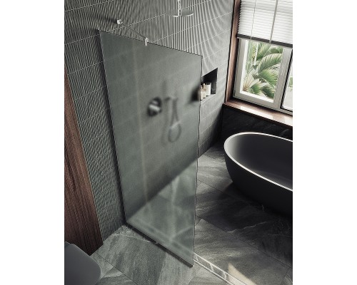 Душевая перегородка Maybah Glass 1090x1950 в узком профиле Хром матовый стекло сатиновое
