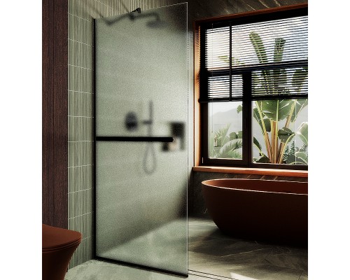 Душевая перегородка Maybah Glass 1090x1950 в узком профиле Черный стекло сатиновое