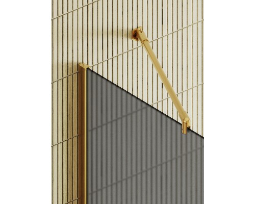 Душевая перегородка Maybah Glass 1090x1950 в широком профиле Золото стекло графитовое матовое