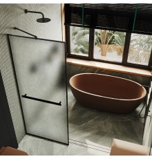 Душевая перегородка Maybah Glass 1190x1950 полностью в профиле Черный стекло сатиновое