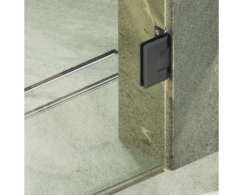 Душевая дверь Maybah Glass 705x1950 на петлях Черный стекло прозрачное