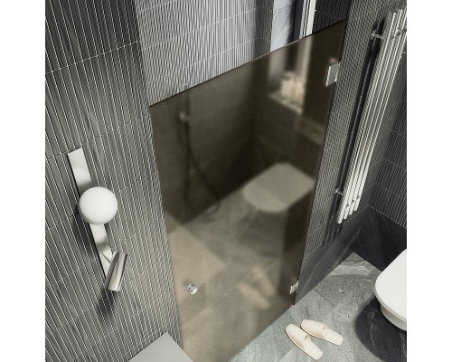 Душевая дверь Maybah Glass 705x1950 на петлях Хром глянцевый стекло бронзовое матовое