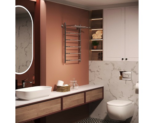 Водяной полотенцесушитель Aringa Римини 80x50 AR03024CH с полкой Хром