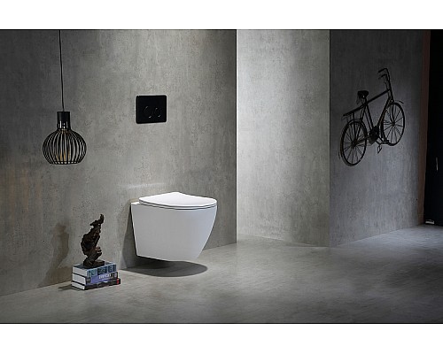 Комплект унитаза с инсталляцией SantiLine SL-5025+SL-01 с сиденьем Микролифт и клавишей смыва Хром