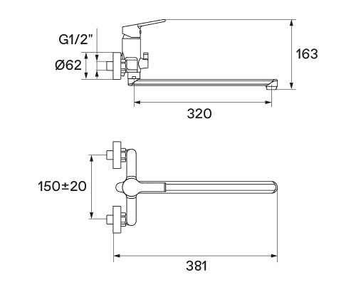 Смеситель для ванны Santek Найра WH5A12001C001 универсальный Хром