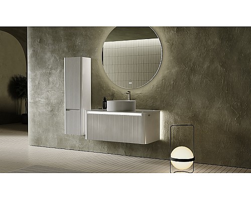 Зеркало Jorno Solo 100 Solo.02.100/W/RL с подсветкой с сенсорным выключателем и часами