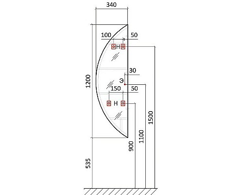 Зеркало-пенал Jorno Solis New 34 SolN.11.34/W/JR с подсветкой с бесконтактным выключателем