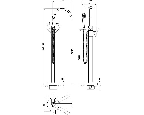 Смеситель для ванны Ravak Freedom FM 080.00CR X070424 Хром