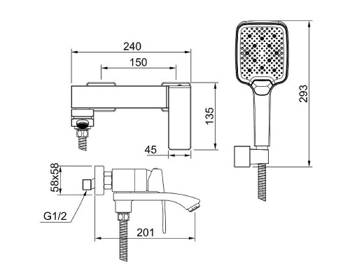 Смеситель для ванны Raglo R01.30.06 Черный матовый