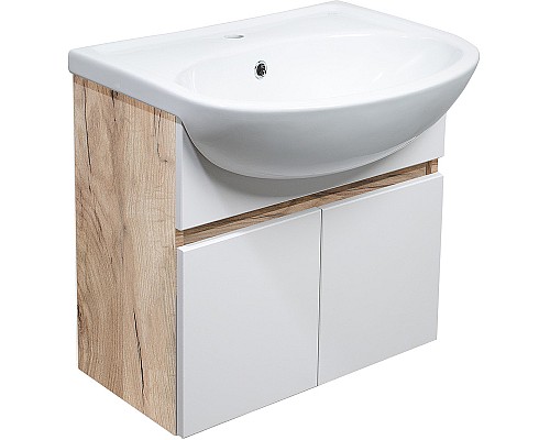 Тумба под раковину Runo Лада 60 00-00001371 подвесная Крафтовый дуб Белая