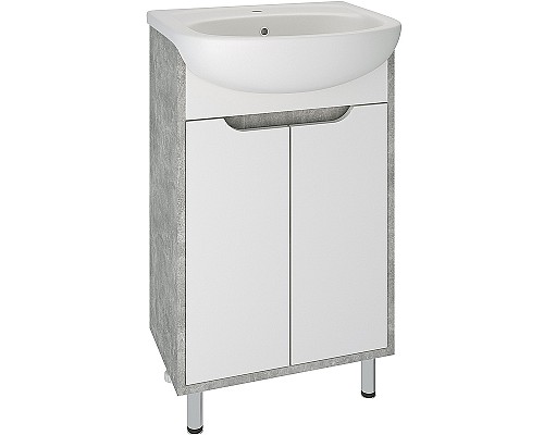 Тумба под раковину Runo Эко 50 00-00001326 Серый бетон Белая