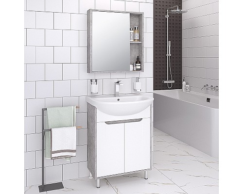 Тумба под раковину Runo Эко 50 00-00001326 Серый бетон Белая