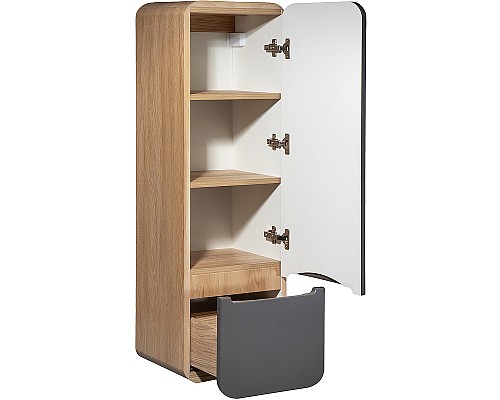 Шкаф пенал Runo Ницца 35 R 00-00002129 подвесной Дуб натуральный Графит