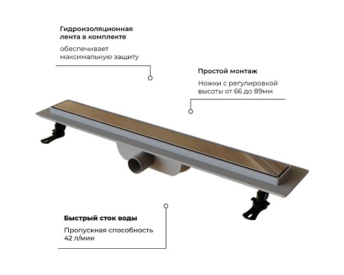 Душевой лоток RGW Drain Leo-11-60 с решеткой Хром / под плитку