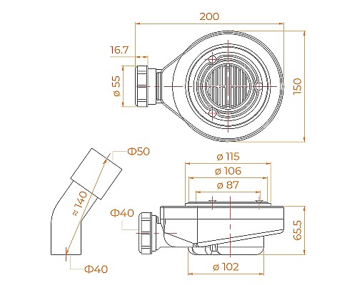 Сифон для душевого поддона RGW S-16 44241600-01 Хром