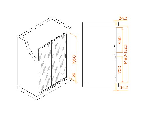 Душевая дверь RGW Passage PA-14Gr 150 41081415-110 профиль Серый стекло прозрачное