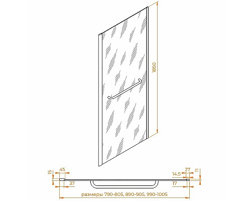 Душевая стенка RGW Z-060-1 90 352206109-11 профиль Хром стекло прозрачное