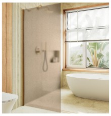 Душевая перегородка Maybah Glass 790x1950 в широком профиле Золото стекло бронзовое матовое