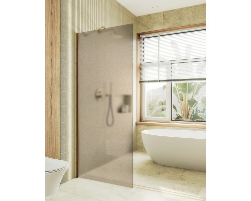 Душевая перегородка Maybah Glass 790x1950 в широком профиле Золото стекло бронзовое матовое
