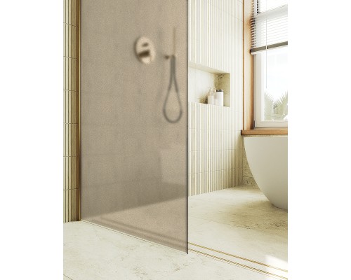 Душевая перегородка Maybah Glass 790x1950 в широком профиле Золото стекло бронзовое матовое