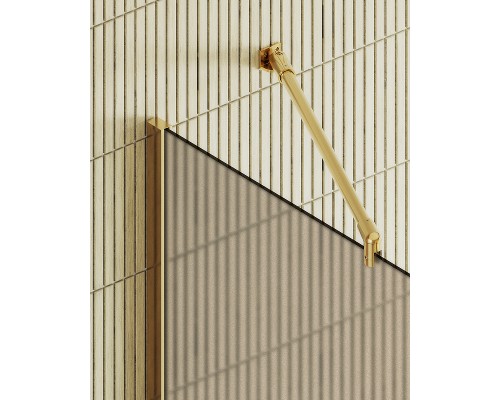 Душевая перегородка Maybah Glass 790x1950 в широком профиле Золото стекло бронзовое матовое