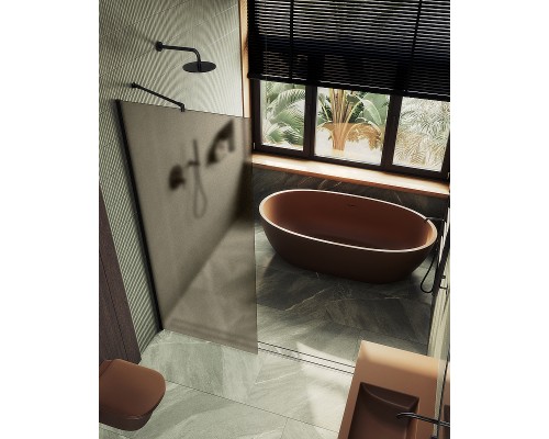 Душевая перегородка Maybah Glass 790x1950 в широком профиле Черный стекло бронзовое матовое
