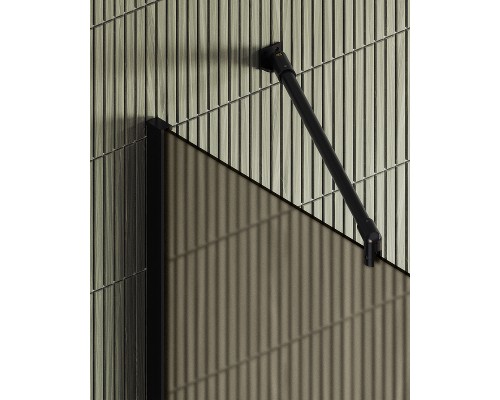 Душевая перегородка Maybah Glass 790x1950 в широком профиле Черный стекло бронзовое матовое