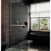 Душевая перегородка Maybah Glass 790x1950 в широком профиле Хром матовый стекло графитовое матовое
