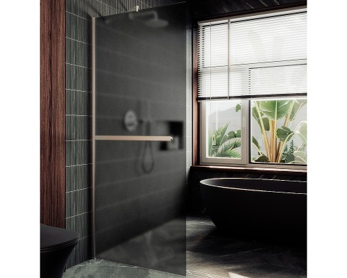 Душевая перегородка Maybah Glass 790x1950 в широком профиле Хром матовый стекло графитовое матовое
