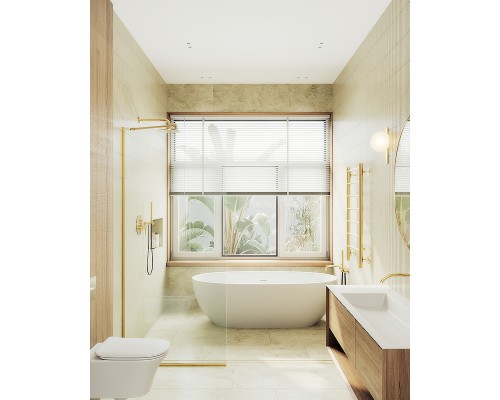 Душевая перегородка Maybah Glass MGD-695-3у 790x1950 в узком профиле Золото стекло прозрачное