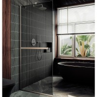 Душевая перегородка Maybah Glass MGD-729-5у 790x1950 в узком профиле Хром матовый стекло графитовое