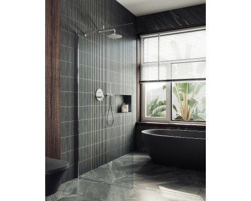 Душевая перегородка Maybah Glass MGD-689-5ш 890x1950 в широком профиле Хром матовый стекло прозрачное