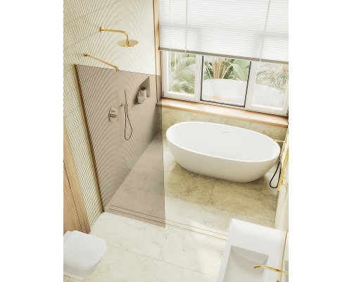 Душевая перегородка Maybah Glass MGD-691-3ш 890x1950 в широком профиле Золото стекло бронзовое