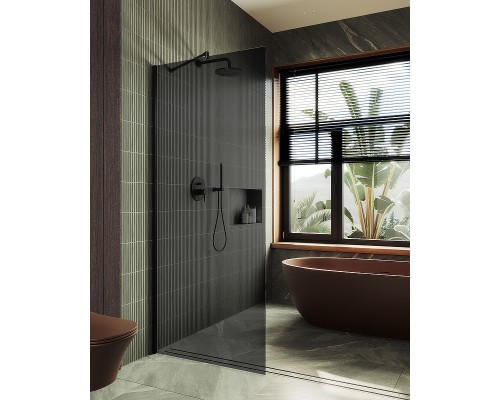 Душевая перегородка Maybah Glass MGD-693-6ш 890x1950 в широком профиле Черный стекло графитовое