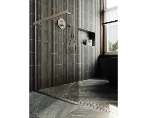 Душевая перегородка Maybah Glass MGD-733-5у 890x1950 в узком профиле Хром матовый стекло бронзовое