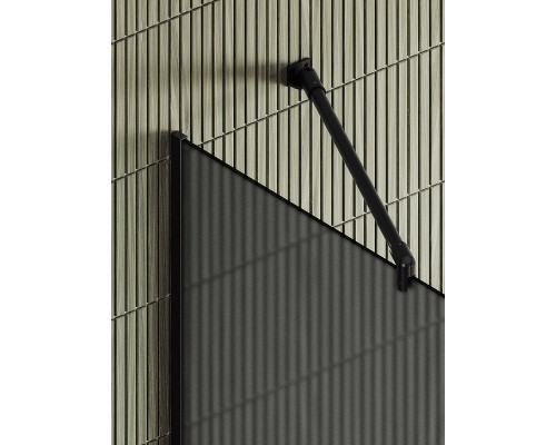 Душевая перегородка Maybah Glass 890x1950 в узком профиле Черный стекло графитовое матовое