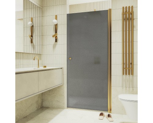 Душевая дверь Maybah Glass MGD-807-3 800x1980 на монопетле Золото стекло графитовое матовое