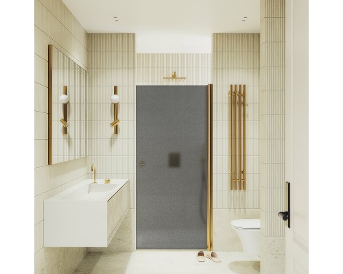 Душевая дверь Maybah Glass MGD-807-3 800x1980 на монопетле Золото стекло графитовое матовое